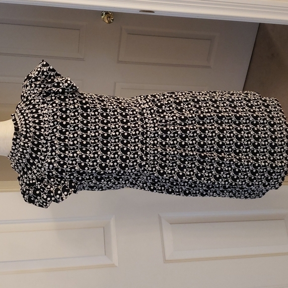 LOFT Black And White Eyelet Ruffle Sleeve Dress NWT - Picture 8 of 14